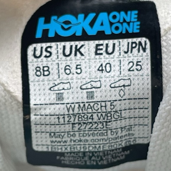 Hoka One One Sneakers Womens 8 B Mach 5‎ 1127894 WBGL White Running Gym Shoes - Picture 6 of 8